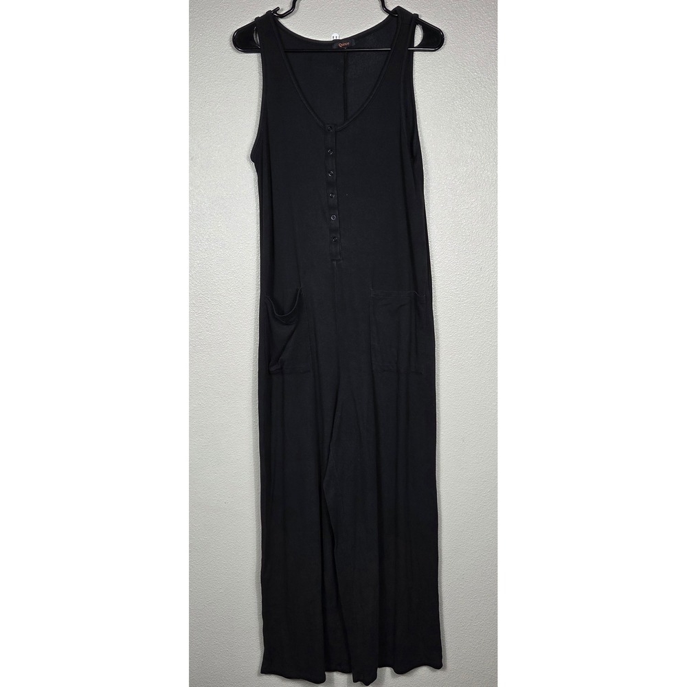 Quince Tencel Rib Maternity Nursing Jumpsuit Black Size S Wide Leg